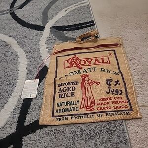 Royal Basmati Rice Burlap Bag  Handle Reusable Hippie Tote No Rice Zipper